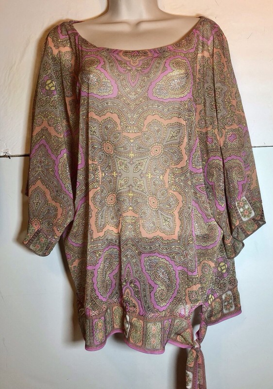 INTERNATIONAL CONCEPT SIZE XL TWO PIECE TOP PINK TANK/PINK PAISLEY OVERTOP 