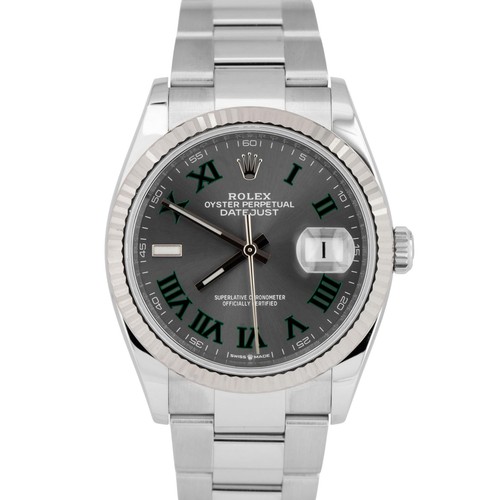 MINT PAPERS Rolex DateJust 36 Wimbledon Rhodium Gray Steel Oyster 126234 BOX
