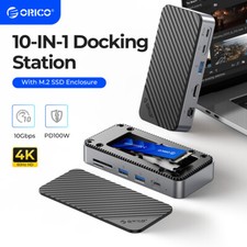 ORICO M.2 NGFF NVME SATA SSD Enclosure 10in1 USB C HUB Docking Station 4KPD RJ45