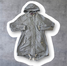 Fred Perry Womens Parka Coat Jacket Size Uk 8 Fishtail Grey Cotton