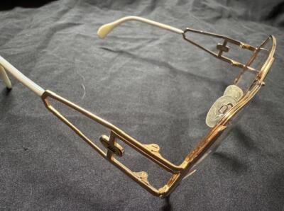 Vintage CAZAL EYEGLASS Womens Gold Hexagonal FRAMES ONLY Gold Sparkle Stones Silhouette M 6118 V 6019, Vintage 80s Unique Pattern & Gold  main image 4