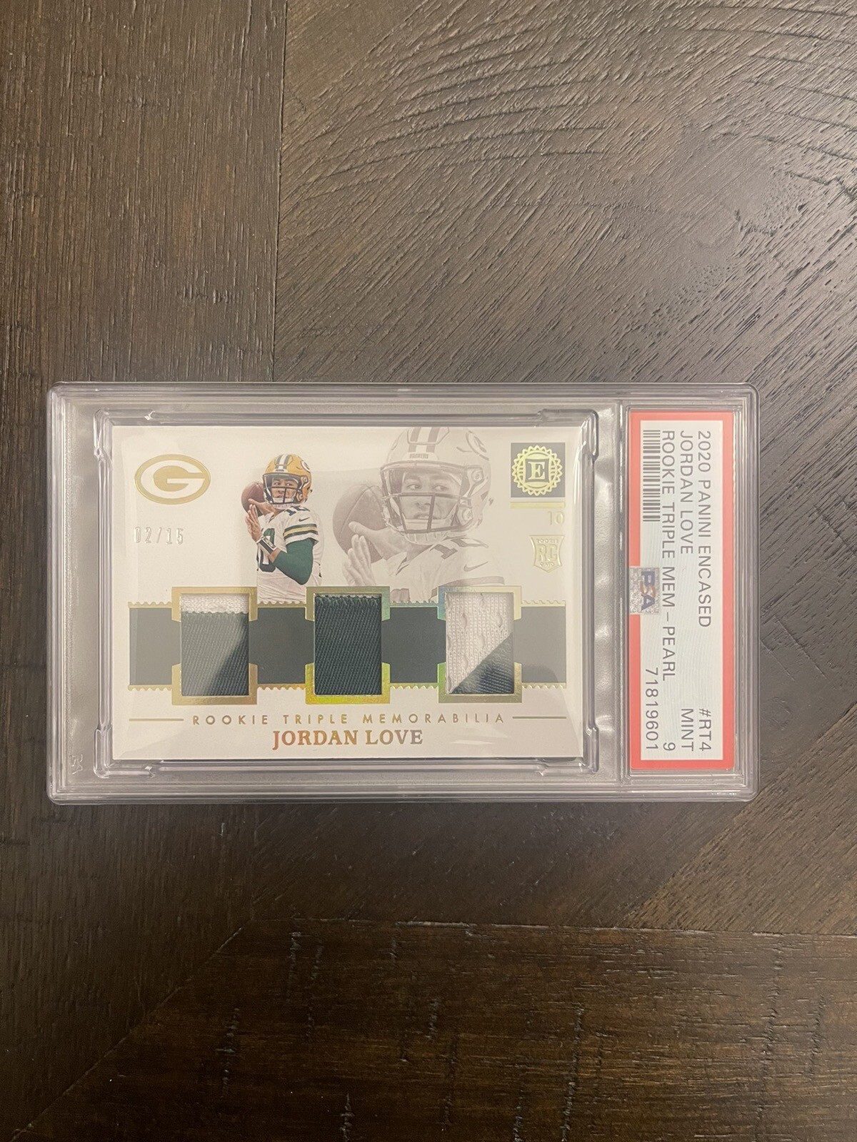 Jordan Love Panini Encased Rookie Triple Memorabilia #RT4 Base