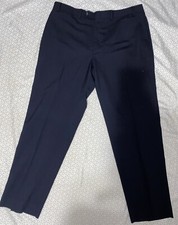 Ralph Lauren Dress Pants Mens 38x30 Navy Blue Straight Leg Wool Flat Front Work