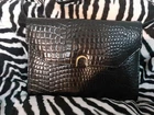 Antique Black Reptile Style Crossbody Handbag A1