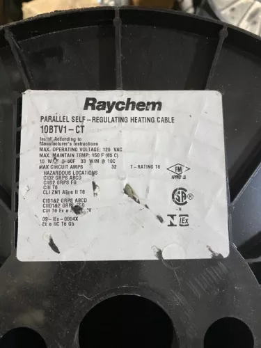 Raychem 10BTV1-CT Hazardous Locations Rated Self Regulating 10w/ft 120v Cable