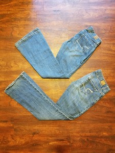 American Eagle Boho Flare Denim Jeans Tamaño 0 corto 0 Pantalones regulares  Conjunto de 2 Usado En Excelente Condición | eBay
