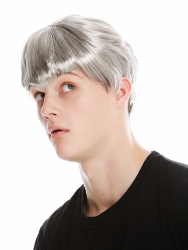 Perücke Herren Damen Karneval Fasching Halloween Kurz Grau Pony 91087-ZA68R - Bild 3 von 5