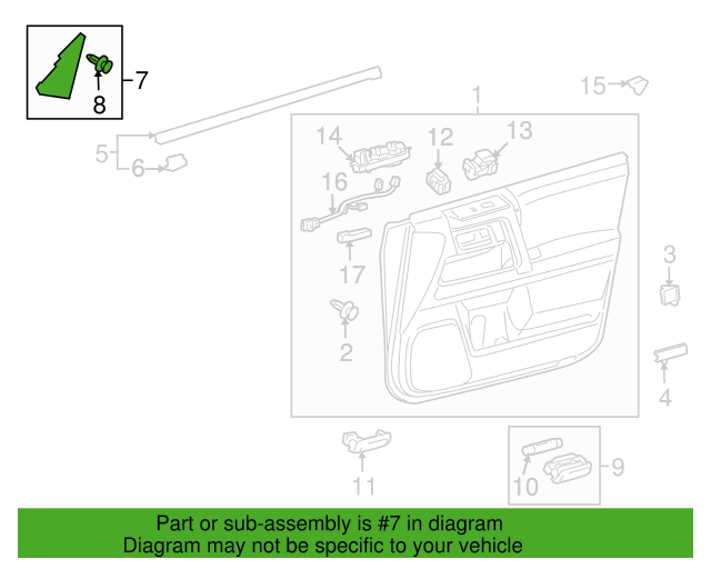 GENUINE TOYOTA 10-24 4RUNNER DRIVER DOOR LOWER MIRROR