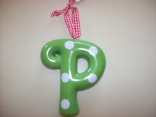 Letter P initial monogram Christmas ornament 3-D polka dot