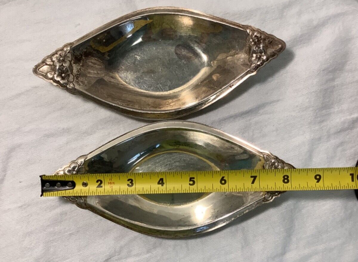 2 VTG Silver Plated Brides Tray 1847 Rogers Bros Garland IS