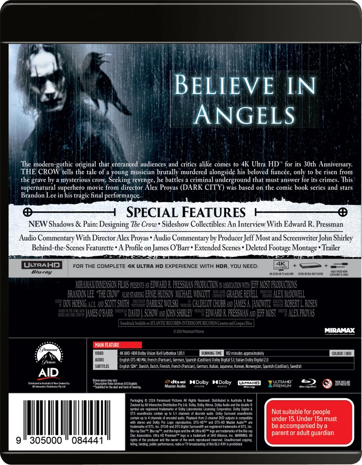 BRAND NEW The Crow (4K UHD Blu-Ray, 1994) Movie Brandon Lee - image 2 of 2