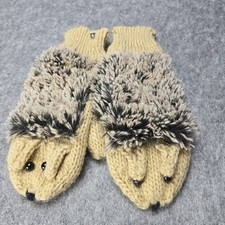 Fleece Lined Hedgehog Mittens With Beady Eyes And Faux Fur