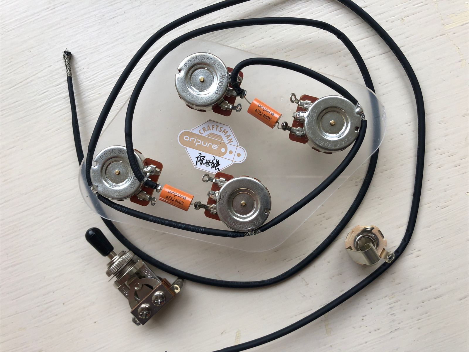 LP/SG Premium Prewired Wiring Harness Kit 2T2V 500k, S/Craft Jack, 3