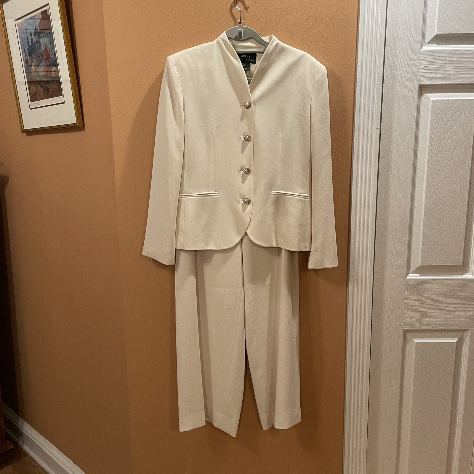 Ralph Lauren cream pantsuit ladies 10 size zip pant m… Gem