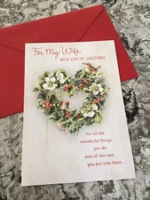Merry Christmas For My Wife With Love Large 5.5”x8” Hallmark Greeting Card