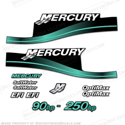 Fits Mercury 90hp - 250hp Decals - Custom Color Aqua