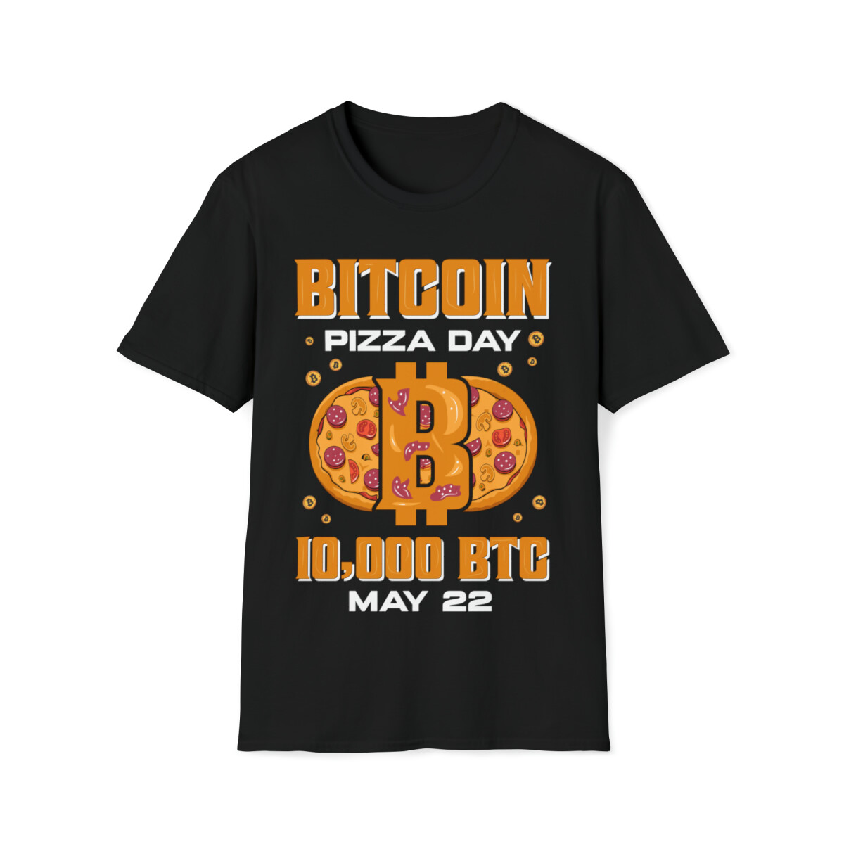Bitcoin Pizza Day May 22 BTC Crewneck T-Shirt, Crypto Shirt, Cryptocurrency
