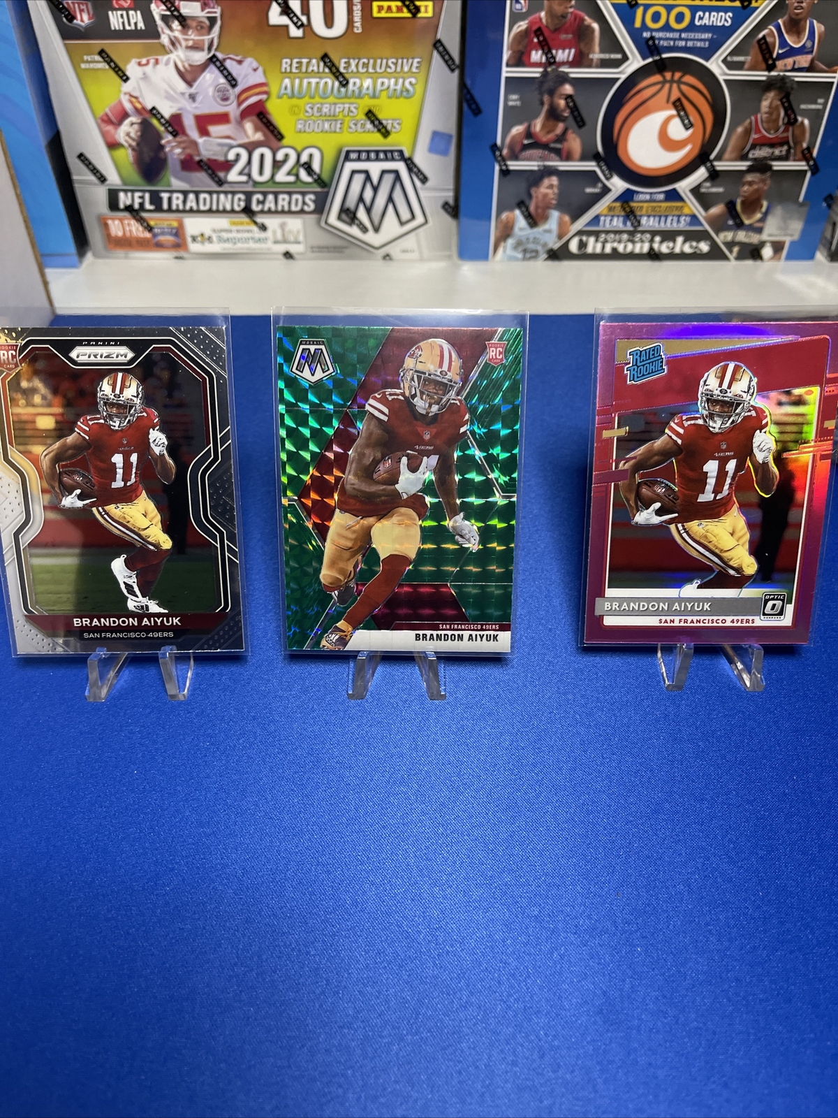 2020 Panini Prizm Brandon Aiyuk Base RC #301 & GREEN MOSAIC; PINK OPTIC PREVIEW