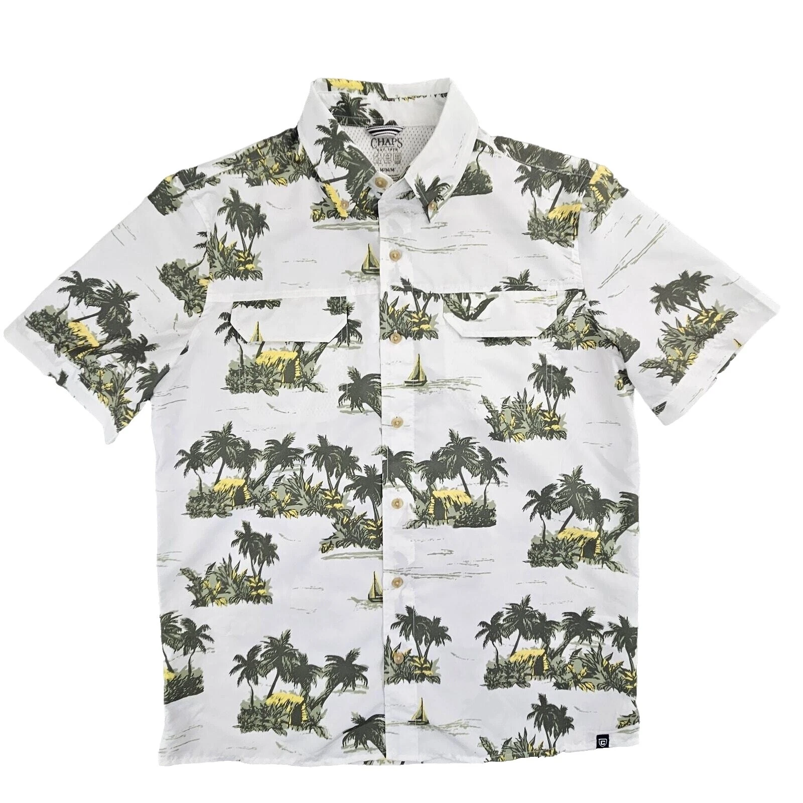 Camisas para hombre Chaps geométricas informales hawaianas con botones