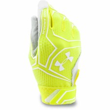 Under Armour UA Yard Clutch Womens Batting Gloves L Large Yellow Green White New