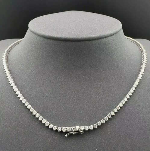 18K White Gold 12.08ct Round Diamond Graduated Tennis Necklace | GIA Certified - Picture 5 of 10