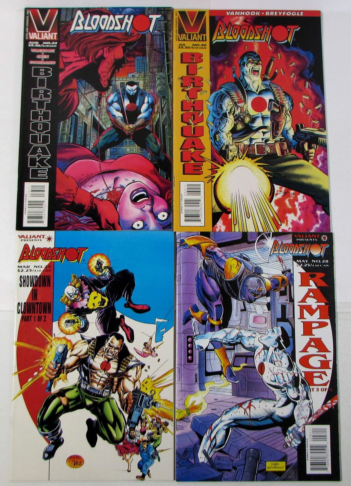 Bloodshot Lot of 4 #33,30,25,28 Valiant (1995) 1st Series Comic Books