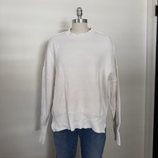 White Oversized Rib Knit Crewneck Sweater Size S/M