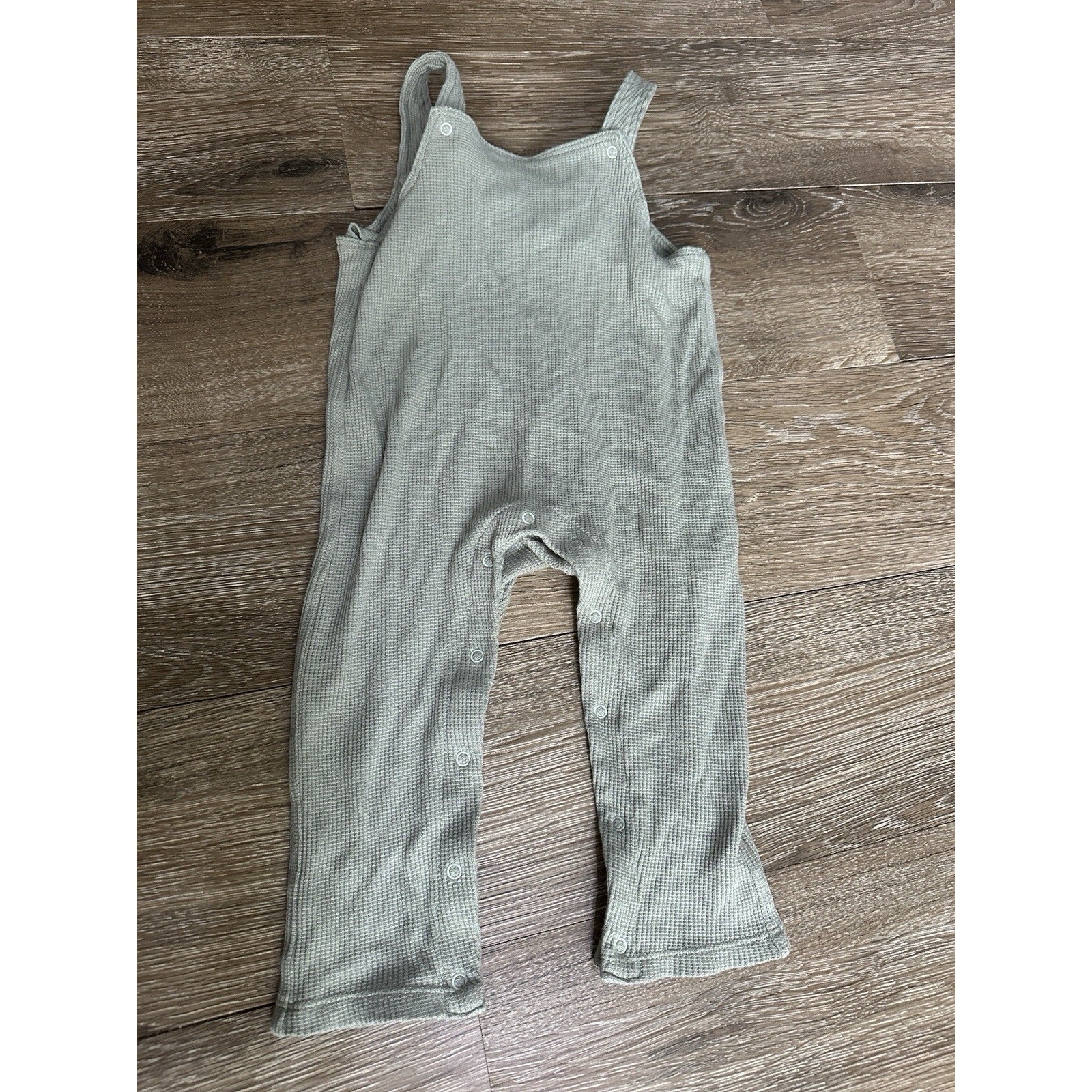 Angel Dear Size 12-18 Months Sage Green Waffle Overalls EUC SPRING