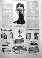 Old Stately Evening Frock Mappin & Webb Silver Cigar Box Water Jug 1906 20th