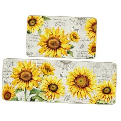 Sunflower Spring Kitchen Rugs and Mats Set of 2, Farmhouse Kitchen Decor