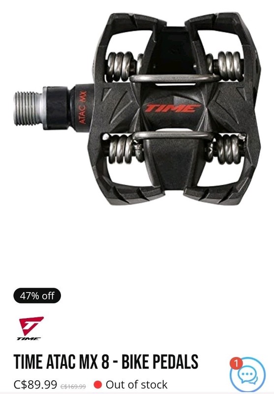 time atac mx 8  mountain bike pedals carbon body