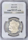 1884-O MORGAN SILVER DOLLAR NGC MS64 DPL DMPL FIELDS NICE