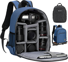 Professional Waterproof Camera Backpack with Laptop Compartment - Blue Small