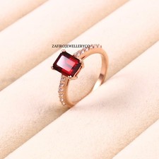 Natural Garnet Ring, 925 Sterling Silver, Promise Ring, January Birthstone