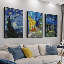 ARTFEB Large Framed Blue Wall Art,Starry Night Vincent Van Gogh Art Reproduct...