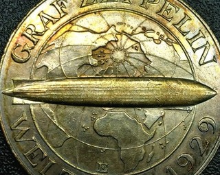 5 Marchi 1930 E Muldenhütten Graf Zeppelin Repubblica di Weimar Tonificazione solo 30K! Raro!!