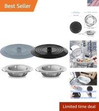 Universal Silicone and Stainless Steel Sink Strainers - Kitchen Essential 4 Pack