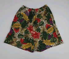 Vintage 80s Floral Leaf Multicolor Pattern Lounge Shorts All Over Print USA Made