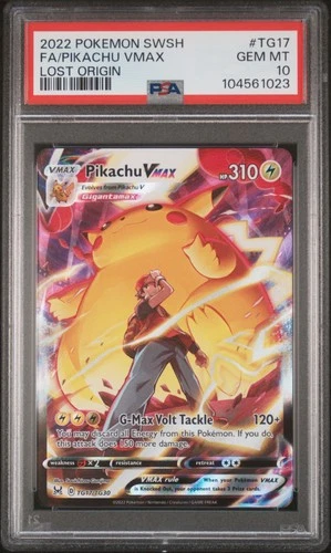 2022 POKEMON SWORD & SHIELD LOST ORIGIN #TG17 FULL ART/PIKACHU VMAX PSA 10