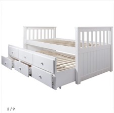 Noa & Nani Loki Day Bed White Single Wood Frame with 3 Storage Drawers