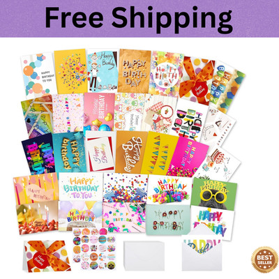 32 PCS Happy Birthday Cards Bulk with Envelopes, 4X6 Assorted Birthday Cards