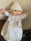Vintage Baby Cabbage Patch Doll with Yellow Tuft in Robe and Bonnet