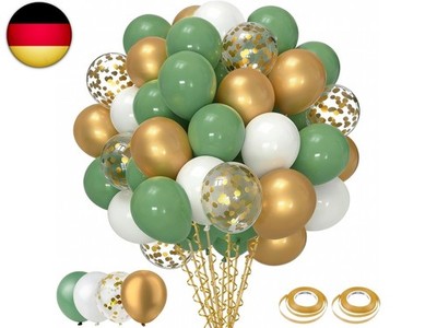 Morofme Luftballons Grün Gold Set 60 Stück, 12 Zoll Latex Helium Ballon mit G