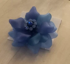Vintage Brooch Large Frosted Blue Soft Molded Plastic 