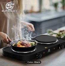 SUPERLEX 2000W Twin Dual Hot Plate Electric Multi-function Table Top Cooker Heat