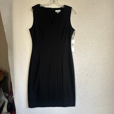 Calvin Klein Womens Black Sleeveless Notched V-Neck Sheath Dress Size 10 NWT