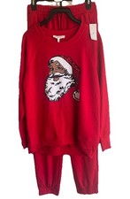Workshop Christmas Red Two Piece Santa Pajamas Pants Gift Santa Sz S/P NWT