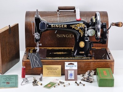 Seltene 1957 Singer 128K Handkurbel Nähmaschine, gewartet, für Leder, Stoff