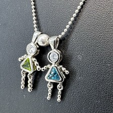 Sterling Silver 925 Girls Birthstone NF Charm Necklace 24  