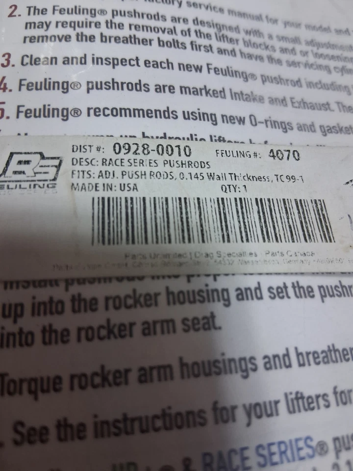 Hastes ajustáveis Feuling - Race Series - 0,120 pol. Espessura - 4070 - Imagem 2 de 4